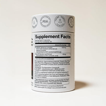 The Absorption Company Berberine, 60 Capsules, Enhanced Absorption | Bioavailable & Sustained Release, Liposomal, Stack with WLP-1