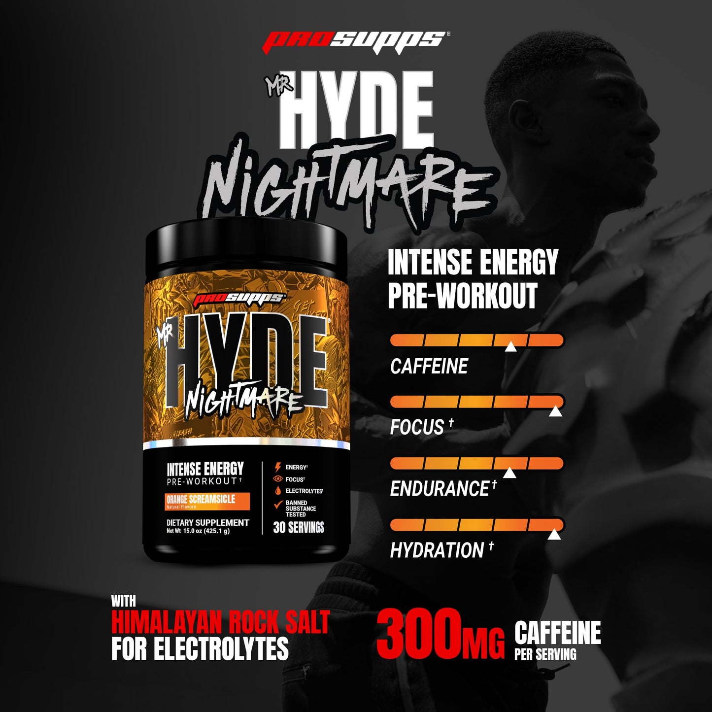 ProSupps Mr. Hyde Nightmare Pre Workout Powder with Caffeine & Beta Alanine - Preworkout for Intense Energy, Mental Focus & Performance - Gym & Fitness Supplements (Black N' Blueberry, 30 Servings)