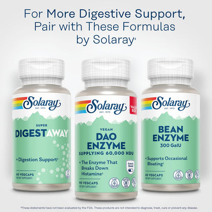 SOLARAY DAO Enzyme - Digestive Enzyme that Breaks Down Histamine - 60,000 HDU - Digestive Enzymes - Vegan, Gluten Free, Lab Verified - 30 Servings, 30 VegCaps