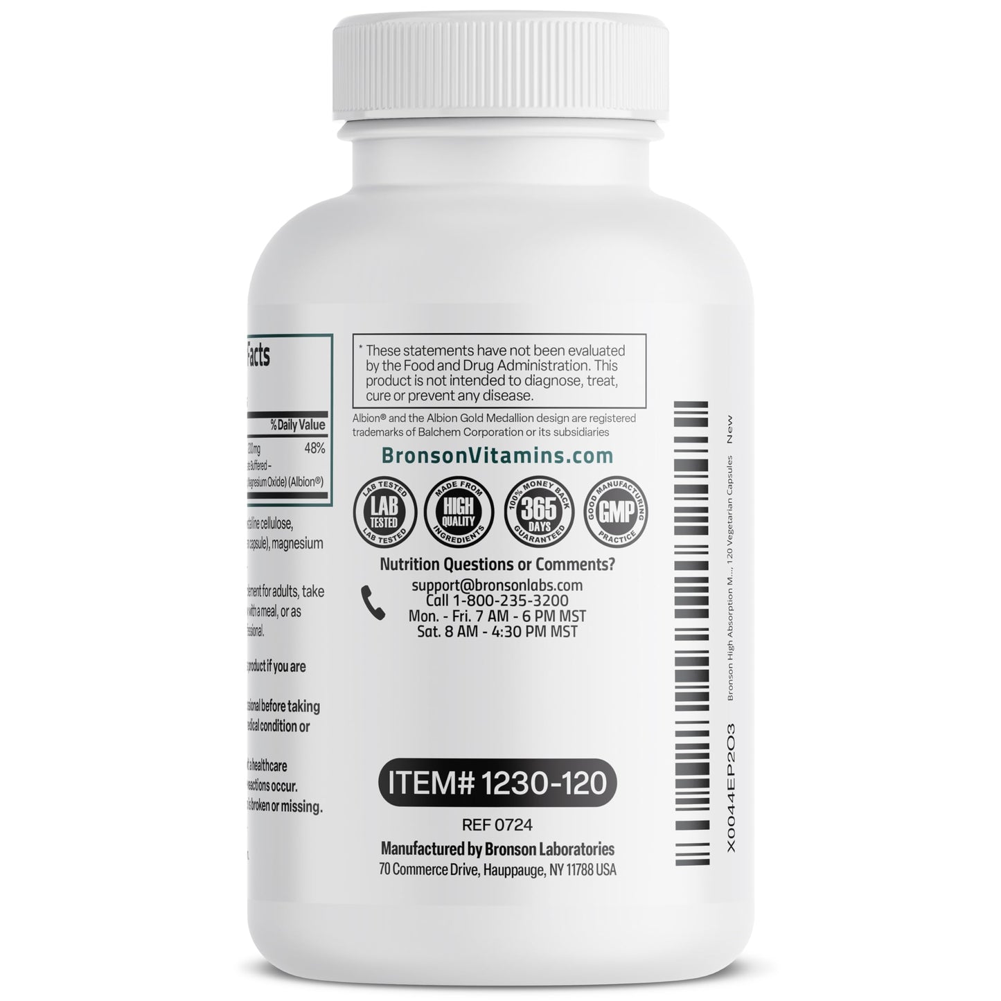 Bronson Magnesium Glycinate 200 MG Chelated High Absorption, 60 Capsules | Stress Relief, Sleep, Heart Health, Nerves, Muscles, and Metabolism Support, Vegetarian, Non-GMO, Gluten Free, Soy Free