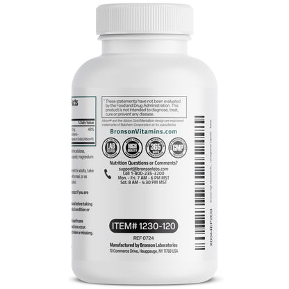 Bronson Magnesium Glycinate 200 MG Chelated High Absorption, 60 Capsules | Stress Relief, Sleep, Heart Health, Nerves, Muscles, and Metabolism Support, Vegetarian, Non-GMO, Gluten Free, Soy Free