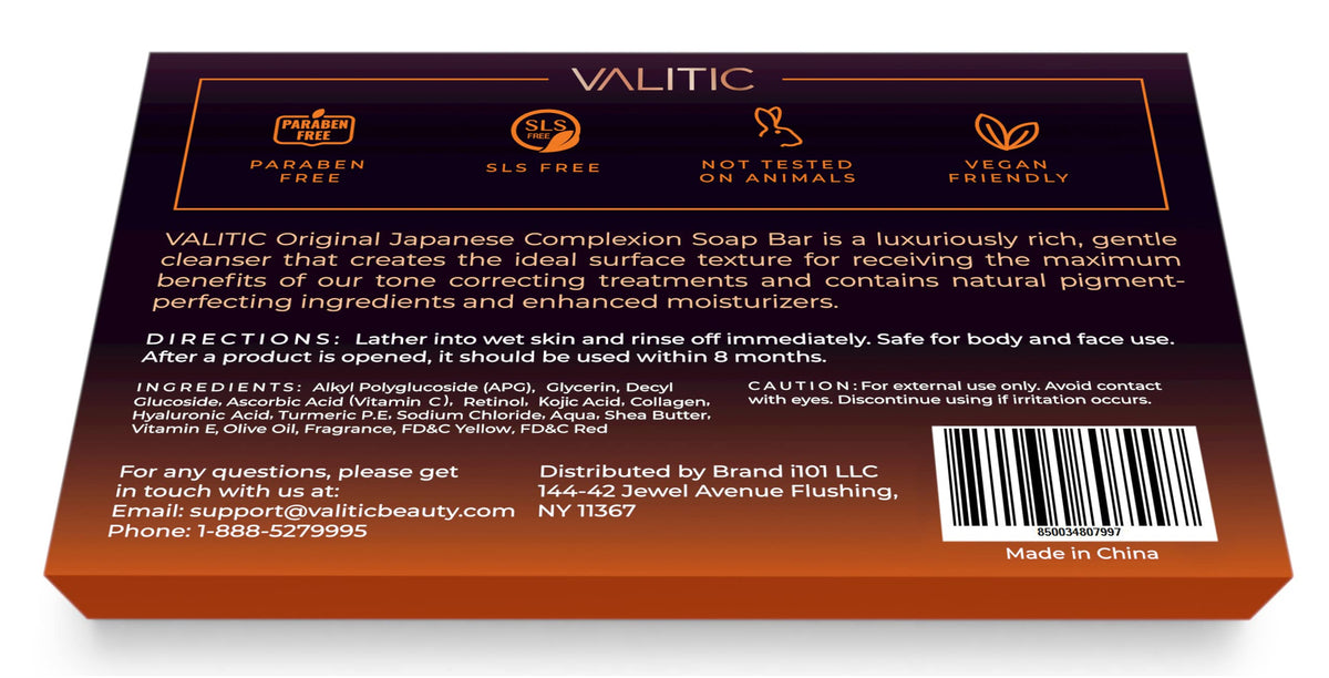 Valitic Unisex Dark Spot Corrector Bar, 100g - Exfoliating, SLS and Paraben-Free Turmeric