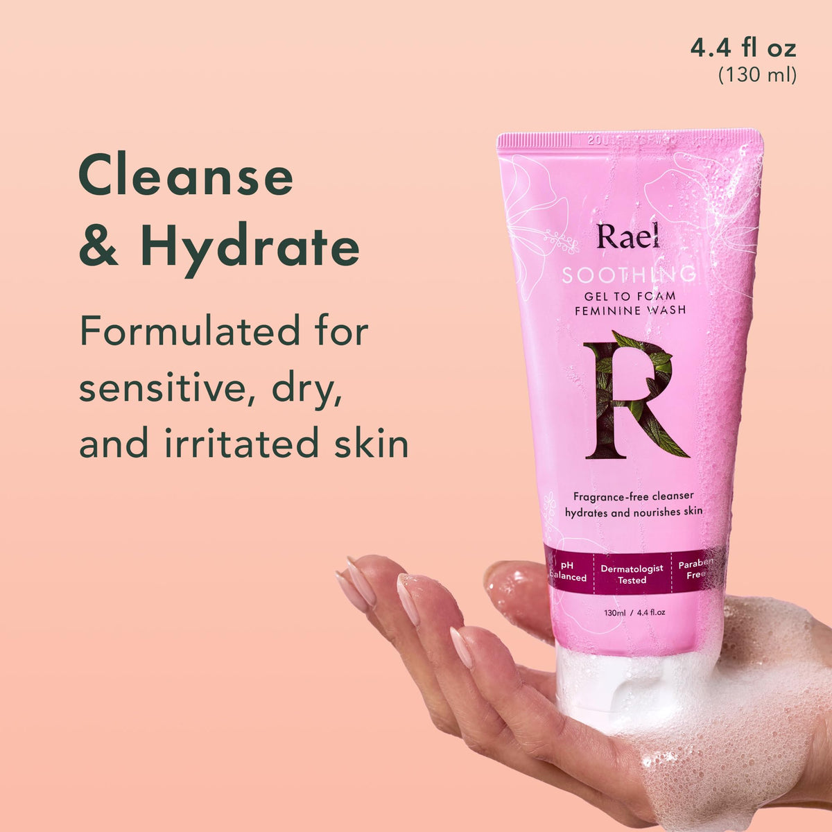 Rael Feminine Wash, Soothing Gel to Foam Wash - pH Balance Feminine Wash for Women, Intimate Wash