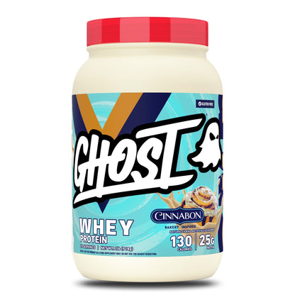 GHOST Whey Protein Powder, Cinnabon - 2LB, 25G of Protein - Cinnamon Roll Flavored Isolate, Concentrate & Hydrolyzed Whey Protein Blend - Post Workout Shakes - Soy & Gluten Free