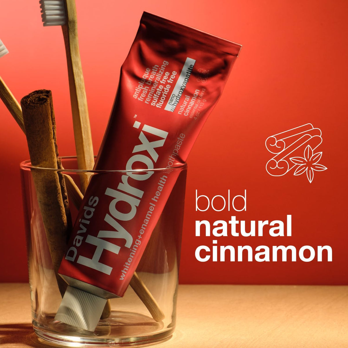 Davids Nano Hydroxyapatite Toothpaste Fluoride Free Whitening Cinnamon 4oz