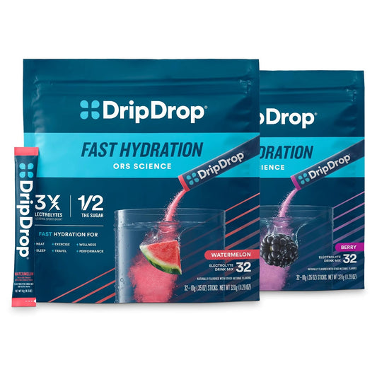 DripDrop Hydration - Electrolyte Powder Packets - Watermelon & Berry - 64 Count