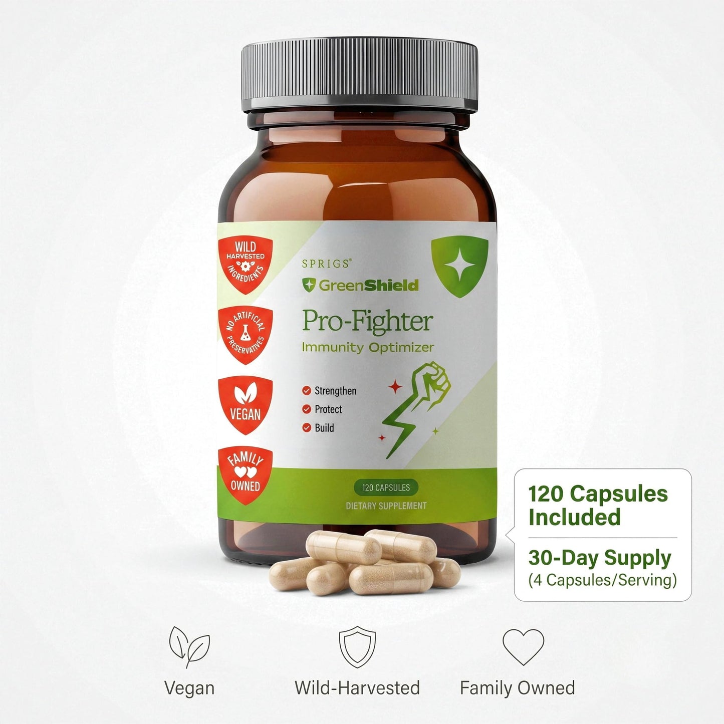 SPRIGS Pro-Fighter Immunity Optimizer Supplement, 2Oz | Comprehensive Immune Support Liquid Formula Blend with Organic Garlic & Goldenseal to Support Your Body's Natural Defense & Respiratory Function