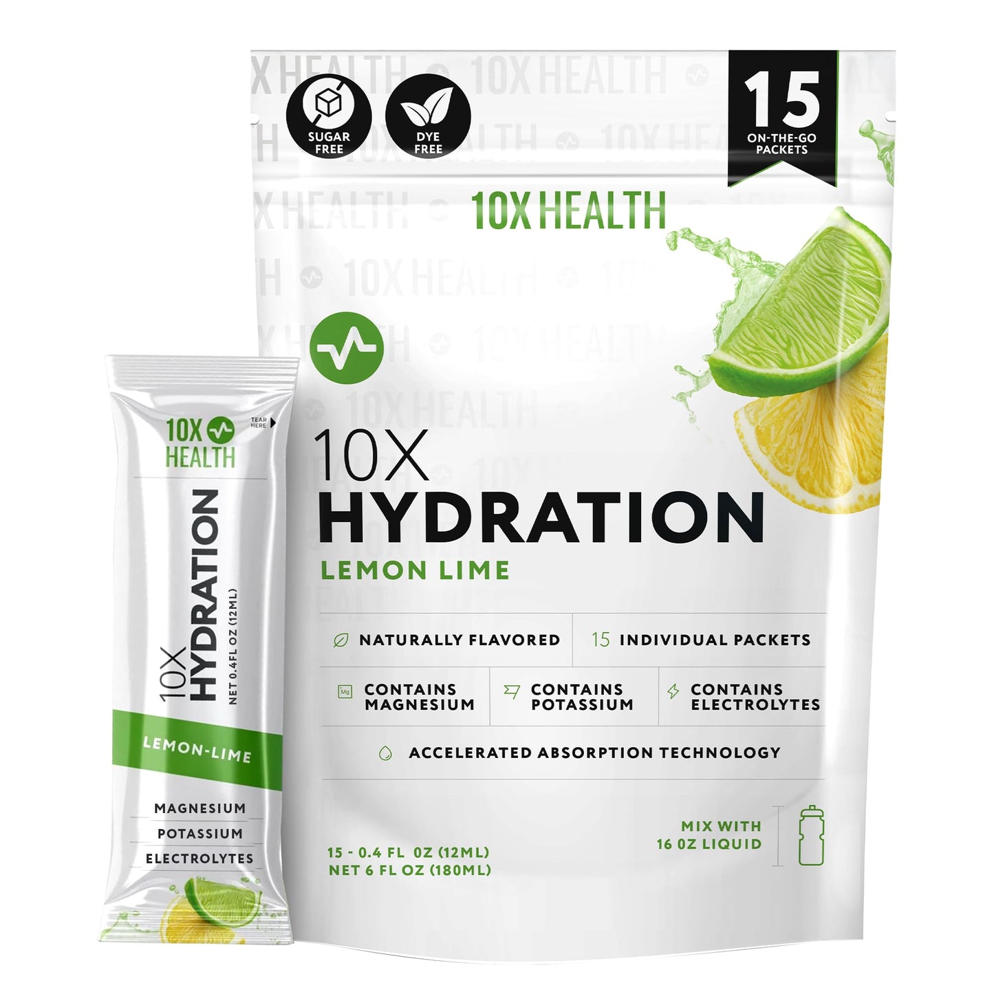 10X Health Electrolyte Drink Mix - Wave Crusher, 15 Sticks | Hydration Packets: Sodium, Magnesium & Potassium Citrate, Wave Crusher, 15 Sticks