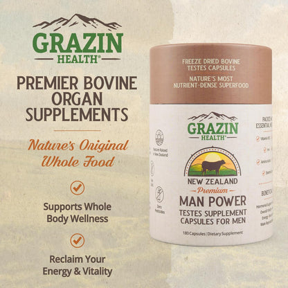 Bovine Organ Complex 3000mg per Serving (30 Servings) | Pancreas, Liver, Spleen, Kidney, Heart (600 Mg per Organ per Capsule) Grass Fed