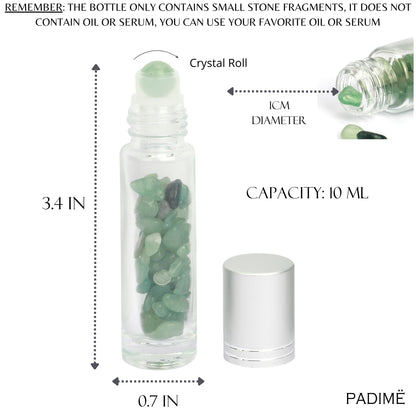 Padime 2 pcs | Premium Set | Real Jade Gua Sha Tool for Facial Skin Care + Glass Bottle for Your Oil