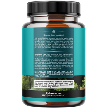 Chlorophyll Capsules for Cleanse and Detox Support - Internal Deodorant Pills for Body Odor with Mint & Parsley Extract Healthy Skin Immunity & Digestive Support - Vegan Non-GMO & Gluten Free (60ct)