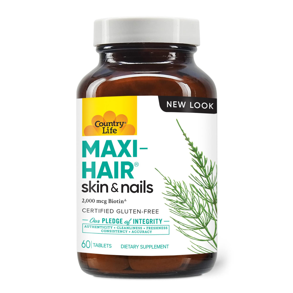 Country Life Maxi-Hair with 2000mcg of Biotin, Nourishes Hair, Skin and Nails 60 Tablets