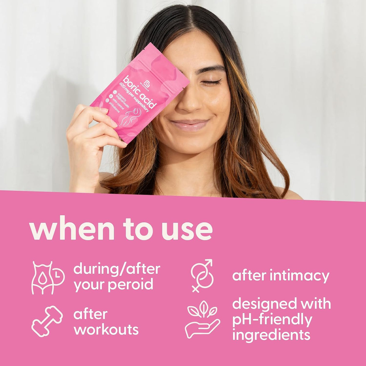 Boric Acid Suppositories for Women, Clean Formula, 600 mg, 30 Count by M3