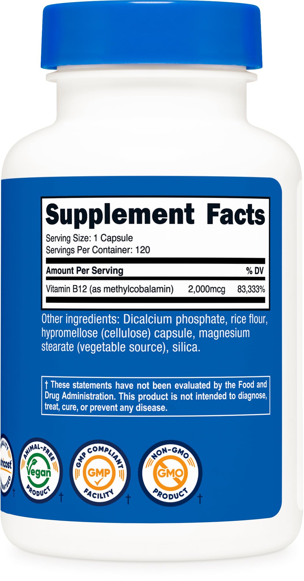 Nutricost Vitamin B12 (Methylcobalamin) 2000mcg, 240 Capsules - Vegetarian Caps, Non-GMO, Gluten Free B12 Supplement