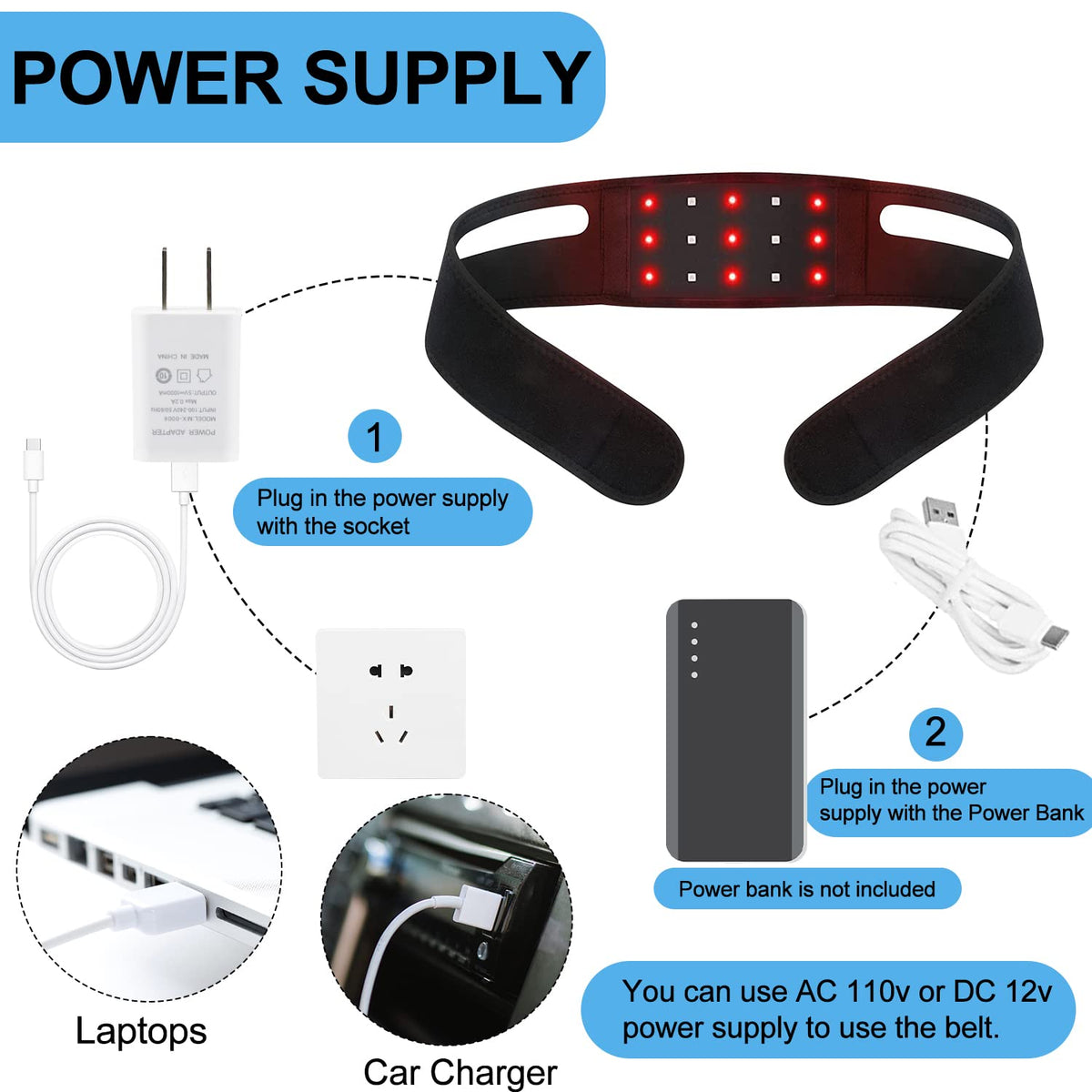 Red Light Therapy Belt for Neck, Infrared Light Therapy Flexible Wearable Wrap Pad