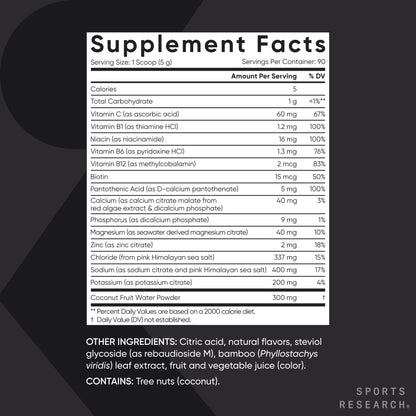Sports Research® Hydrate Electrolytes Powder Packets - Sugar-Free & Naturally Flavored with Vitamins, Minerals, and Coconut Water - Supports Hydration - 16 Packets - Variety Pack | Sugar-Free
