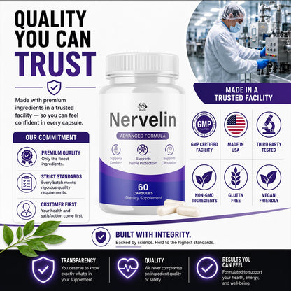 Nervelin Capsules, All Natural Nerve Supplement Pills 1-Pack, 60 Capsules