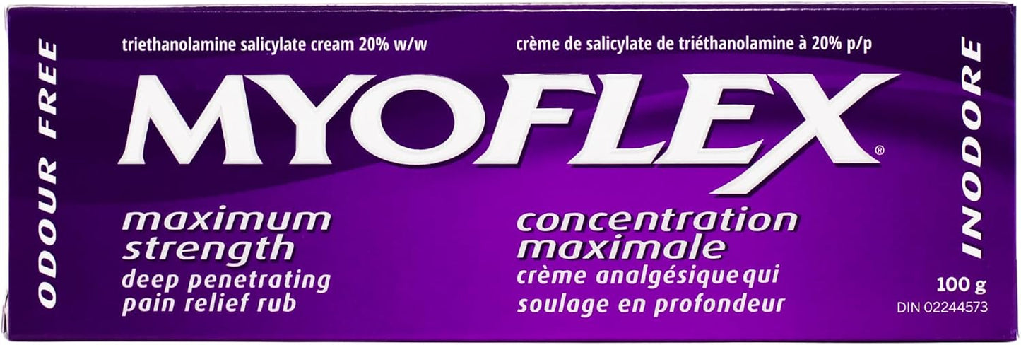Myoflex Pain Relief Rub | Odourless | Provides Deep Penetrating Relief of Muscle Soreness & Joint Pain | Menthol Free | Stain Free | Non-Greasy | Great for Ages 2+ | 100 Grams (Maximum Strength)