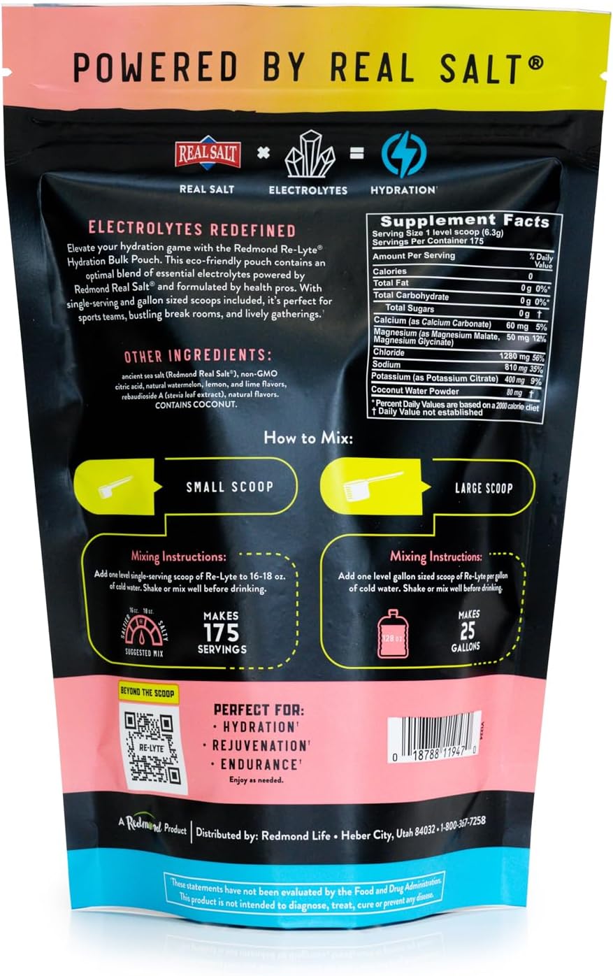 Re-Lyte Hydration Electrolyte Powder Bulk Pouch 175 Servings/Watermelon Lime
