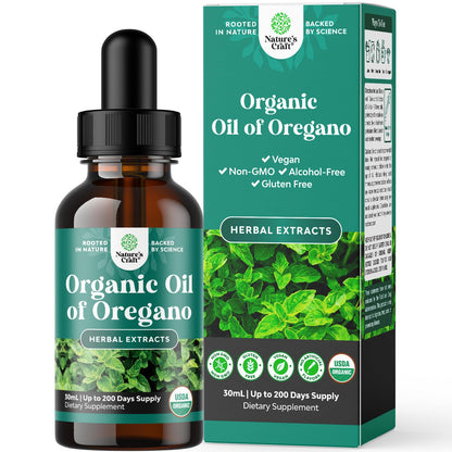 Organic Oregano Oil Drops - Super Concentrated Liquid Oil of Oregano with Carvacrol 60% for Digestion & Immune Support- Liquid Herbal Extract Tincture for Immune Strength & Healthy Intestines -1 Fl Oz