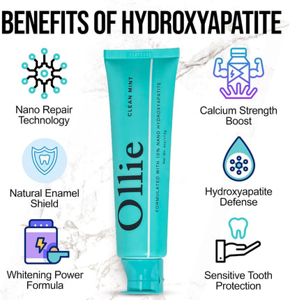 Ollie Fluoride Free 10% Nano Hydroxyapatite Toothpaste, Clean Mint, 1 Pack