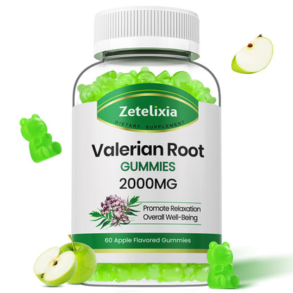 2 Pack Organic Valerian Root Gummies, Herbal Supplement for Relaxation & Mood Support, Sleep Gummies Without Melatonin for Adults, Vegan, Non-GMO, Apple Flavor, 120 Count