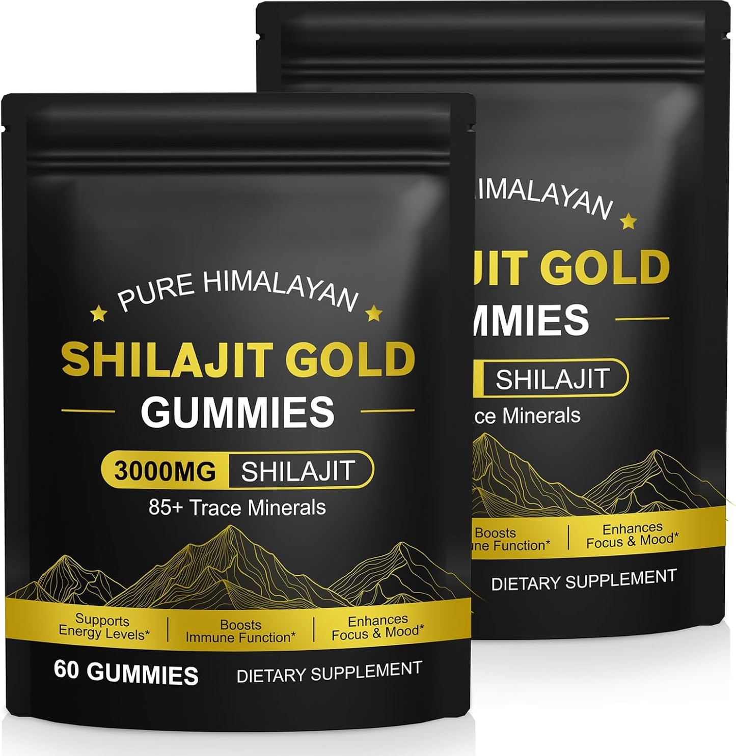 Shilajit Gummies for Men & Women, 2 Pack Natural Himalayan Shilajit Gold Gummies, Rich in 85+ Trace Minerals, Energy Boost & Immune Support, Boost Your Vitality Health