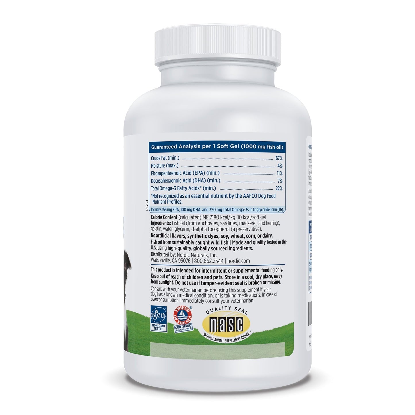Nordic Naturals Omega-3 Fish Oil for Dogs with EPA + DHA - 180 Count | Easy-to-give soft gel capsules deliver 320 mg omega-3 per serving to support heart, skin, coat, and immune health in dogs