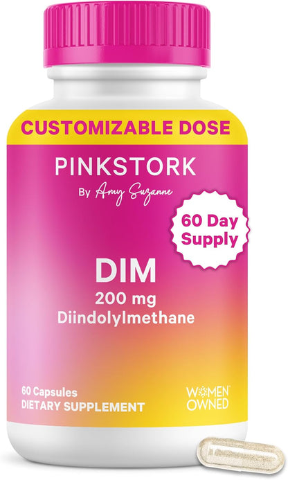 Pink Stork DIM Supplement for Women, 60 Capsules | Estrogen and Hormone Balance for Menopause, Perimenopause & PMS, DIM 200 mg plus BioPerine, Mood Support, 60 Day Supply