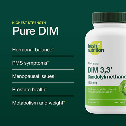 DIM Supplement 500mg - Diindolylmethane – Vegan, Non-GMO, Gluten-Free - 90 Capsules