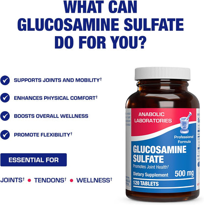 Glucosamine Sulfate Joint Health Supplement - Soft Tissue Cartilage Tendon and Ligament Supplement for Enhanced Mobility Comfort and Flexibility - Non-GMO Sodium Free & Made in the USA - 120 Servings