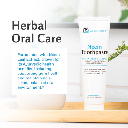 Fluoride-Free Neem Toothpaste w/Mint for Adults & Kids Pack of 3 by M3