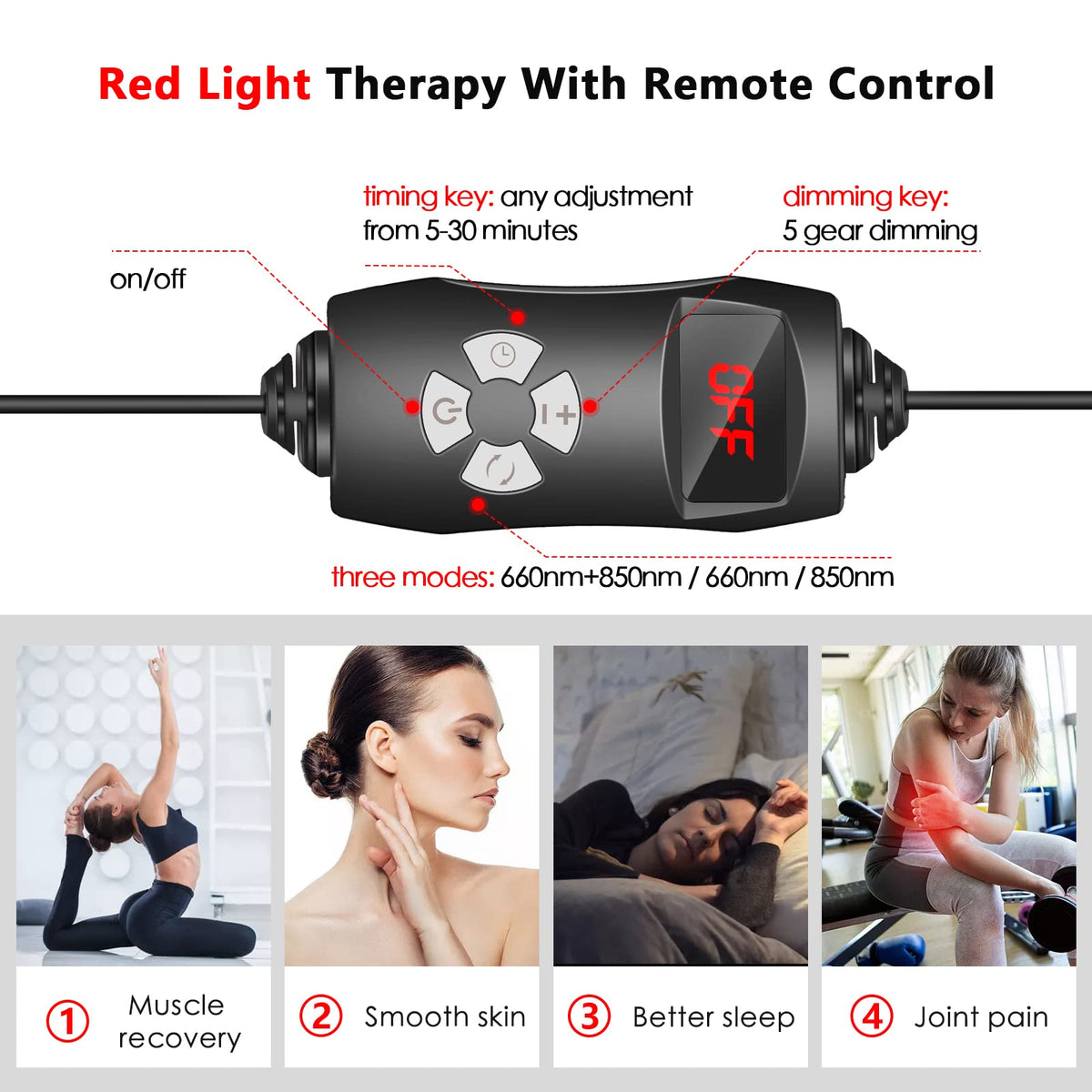 RUISQM Red Light Therapy Lamp, Infrared Light Therapy with Stand - 660nm Redlight & 850nm