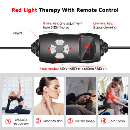 RUISQM Red Light Therapy Lamp, Infrared Light Therapy with Stand - 660nm Redlight & 850nm