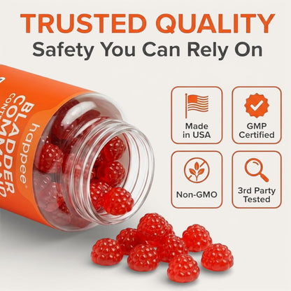 Happee Bladder Control Gummies Supplement Women & Men, Day & Night 90 ct | Daily Bladder Support & Urinary Tract Health, 4-in-1 Pumpkin Seed Extract & Soy Germ, 90 Berry Gummies