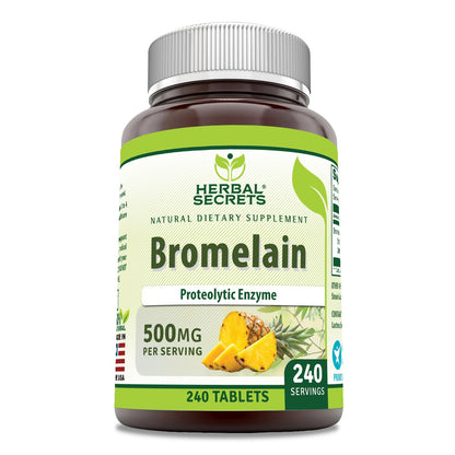 Herbal Secrets Bromelain Supplement 500 Mg Tablets Supplement | Non-GMO | Gluten Free | Made in USA (120 Count)