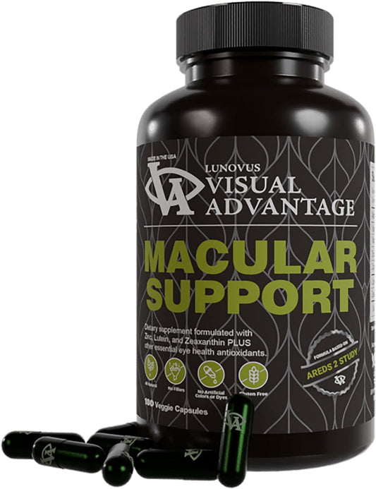 Visual Advantage Macular Support Formula for Eye Health - 180 Count - Based on the AREDS 2 Study - for Age Related Macular Eye Health (AMD) - Eye Vitamins