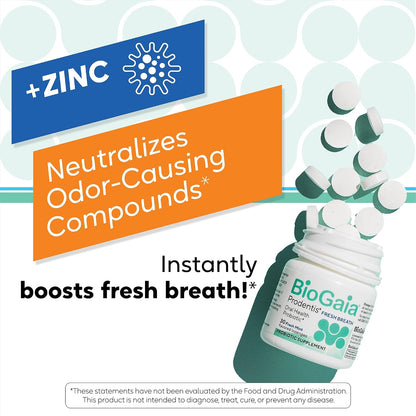 BioGaia Prodentis Fresh Breath Oral Probiotics for Bad Breath & Halitosis | + Zinc to Neutralize Odors | Promotes Healthy Gums & Teeth | 30 Dental Probiotic Lozenges | Dental Hygienist-Recommended
