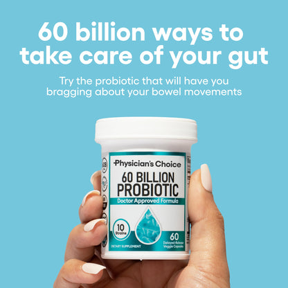Physician's CHOICE Probiotics 60 Billion CFU - 10 Strains + Organic Prebiotics - Immune, Digestive & Gut Health - Supports Occasional Constipation, Diarrhea, Gas & Bloating - for Women & Men - 30ct