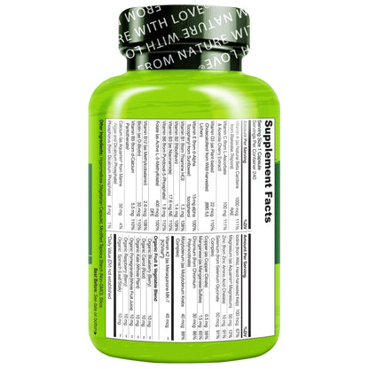 NATURELO Mens Multivitamins - One Daily Multivitamin for Men with Vitamins, Minerals & Organic Whole Foods, Boost Energy & Health, Non-GMO, 120 Vegetarian Capsules