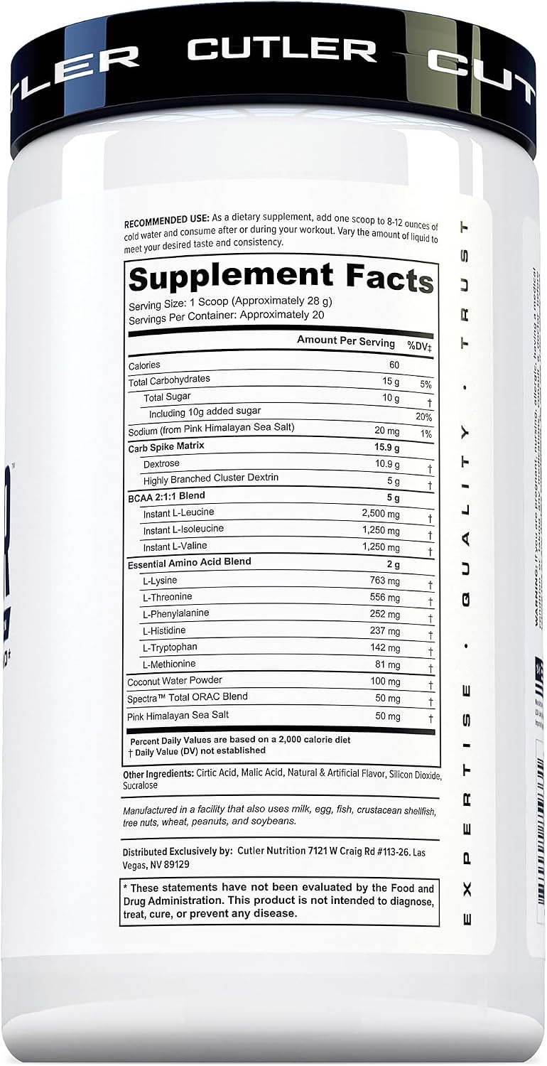 Cutler Nutrition Repair Sour Rainbow Candy Recovery Powder, 20 Servings | 19.75 oz | 15g Fast-Absorbing Carbs from Waxy Maize and Cluster Dextrin, plus 5g BCAAs and 2g EAAs for Muscle Recovery