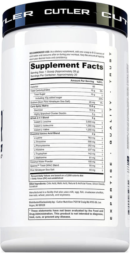 Cutler Nutrition Repair Sour Rainbow Candy Recovery Powder, 20 Servings | 19.75 oz | 15g Fast-Absorbing Carbs from Waxy Maize and Cluster Dextrin, plus 5g BCAAs and 2g EAAs for Muscle Recovery
