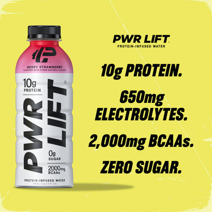 Whey Protein Water Sports Drink by PWR LIFT | Berry Strawberry | Keto, Vitamin B