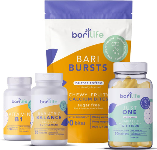 Bari Life Post-Op, Gastric Sleeve, Gastric Bypass Vitamin and Supplement Starter Kit (Butter Toffee)