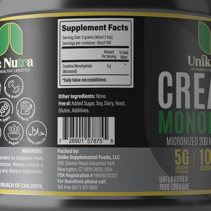 Pure Creatine Monohydrate Powder Supplement, Unflavored, Supports Bulk Muscle Energy, Recovery, & Strength - Creatine Supplement for Men & Women - 500G, 5000mg Per Serv (5g) - 100 Servings