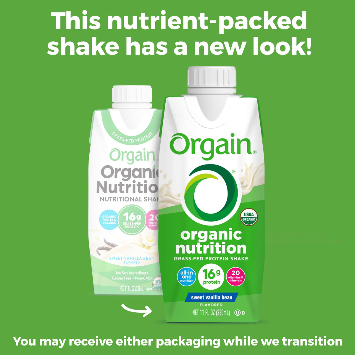 Orgain Organic Nutritional Protein Shake, Vanilla Bean - 16g Grass Fed Whey Protein