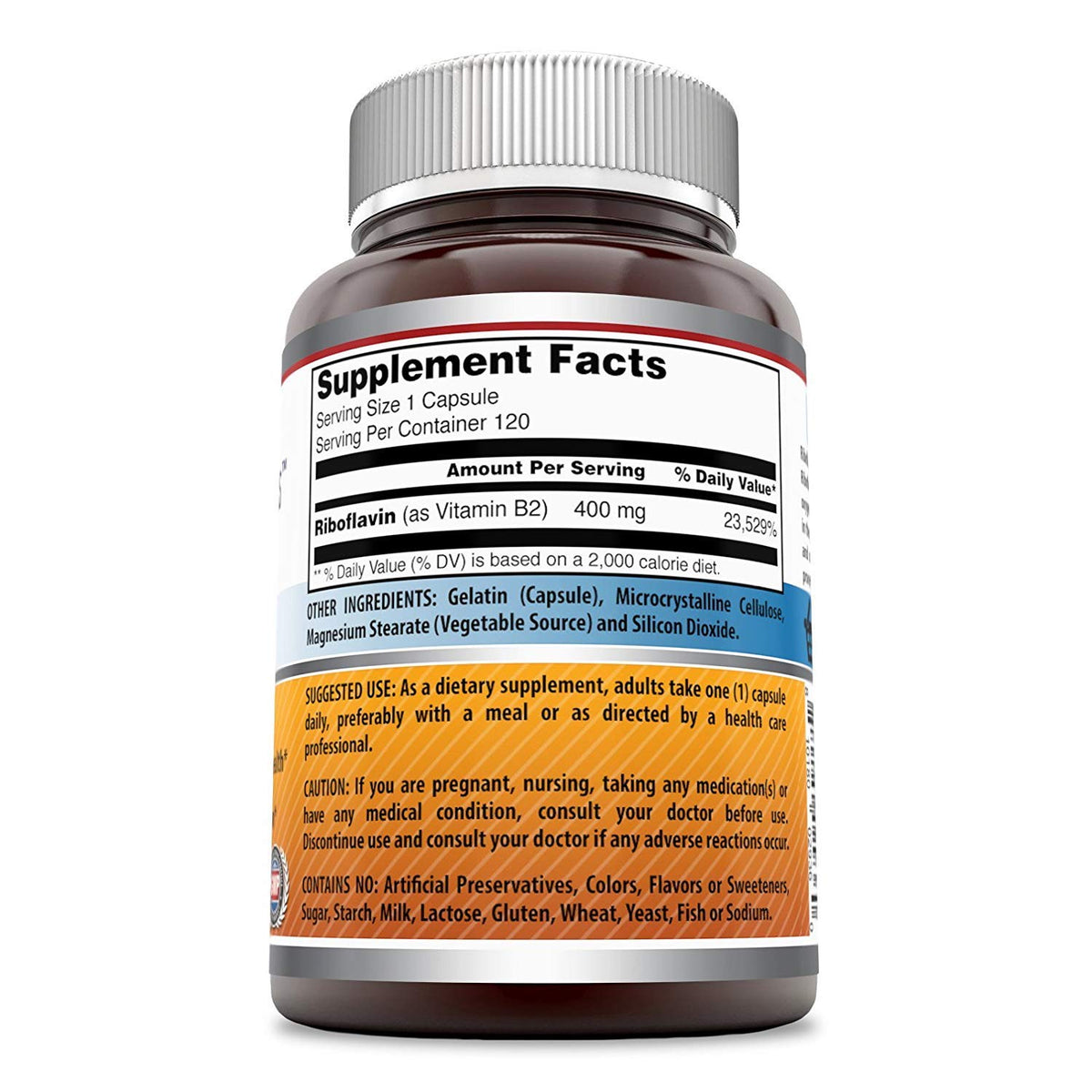 Amazing Formulas Riboflavin 400 mg Capsules | Vitamin B2 Supplement | Non-GMO | Gluten Free | Made in USA (240 Count)
