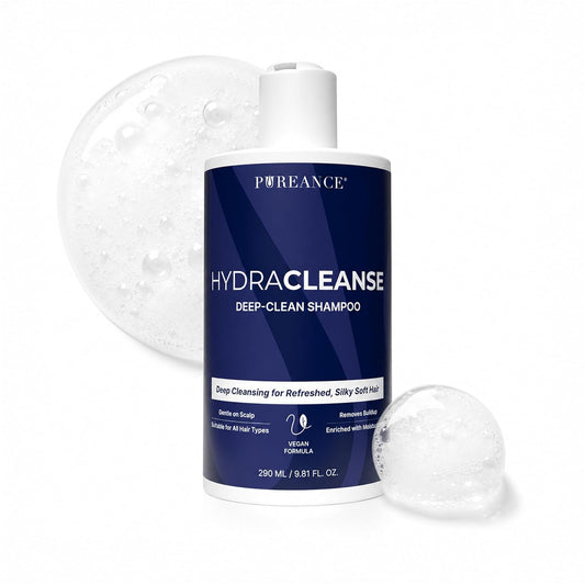 PUREANCE HydraCleanse - Clarifying Shampoo for Build Up | Deep Clean Detox Shampoo for Oily Hair, Hard Water & Scalp Buildup Cleansing Shampoo with Glycerin, Betaine & More 9.81 Fl Oz