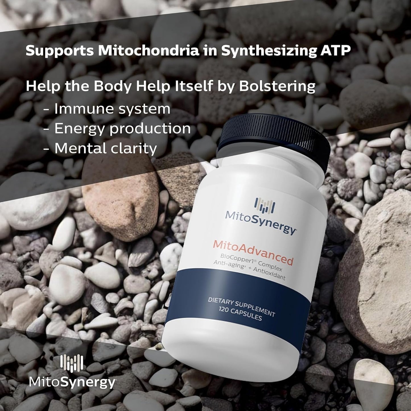 MitoAdvanced BioCopper1 Cu1 (Cunermuspir) - Bioavailable Copper Mitochondrial Cocktail with Coq10, Thiamin, Ribose, Folate, Choline and Pantothenic Acid - Anti-Aging, Anti-Graying - 120ct