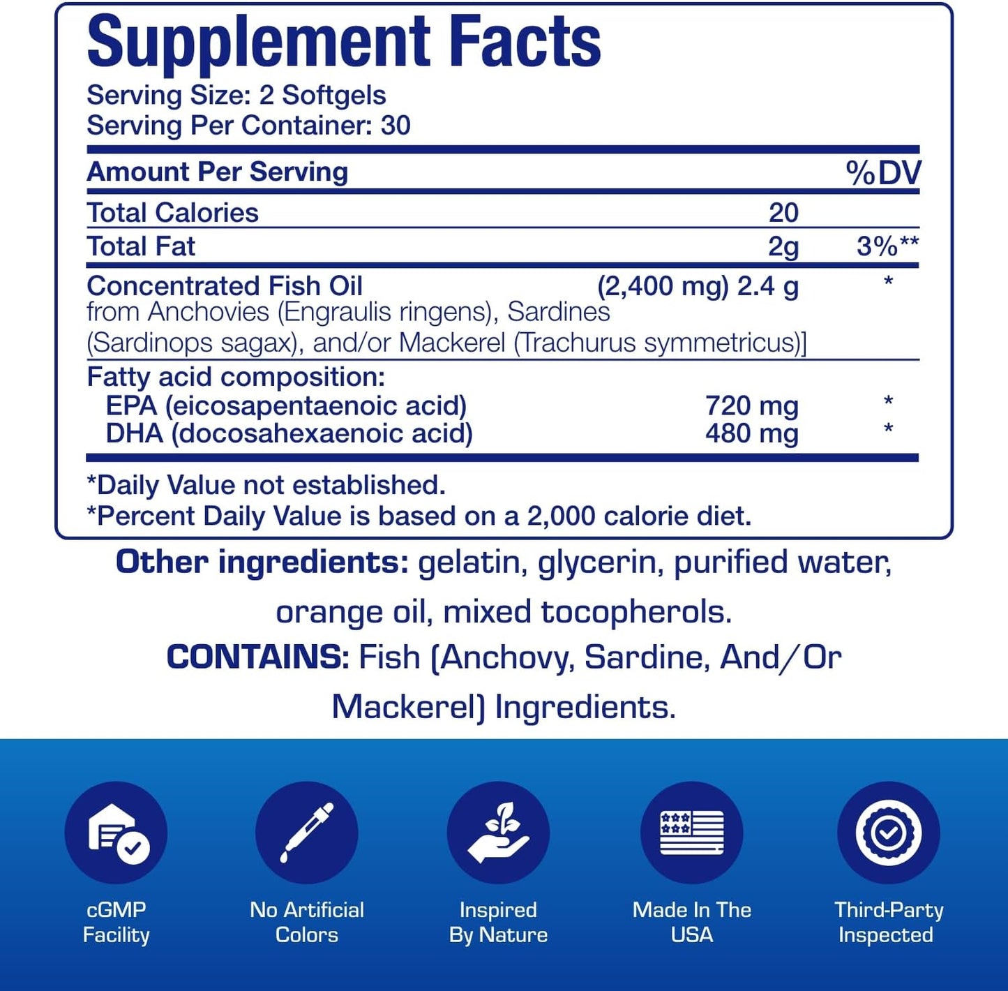 Omega 3 Fish Oil 1200 mg - Clinical DHA EPA Omega 3 Supplement with Burpless Fish Oil Brain Heart & Overall Health - Molecularly Distilled for Purity - Certified Sustainably Sourced (Orange Flavored)
